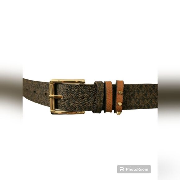 Michael kors brown leather logo belt main image 12